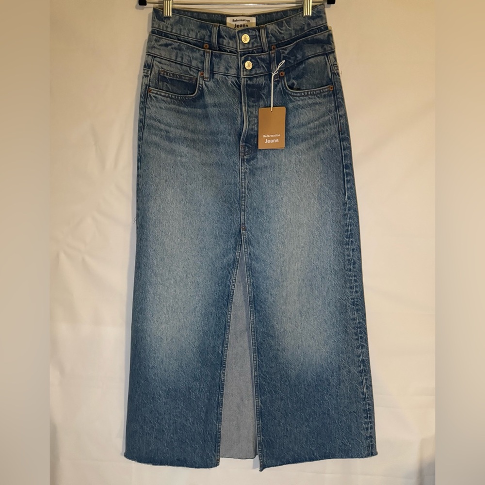 Reformation Women’s Blue Denim Maxi Skirt, Size 26
NWT